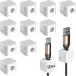 Lot de 12 serre - cbles adhsifs blancs - organisateur de cbles de bureau avec clip magntique et adhsif ...