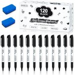 Lot de 120 marqueurs noirs effa�ables a sec pour tableau blanc pointe biseaut�e parfaits pour ecrire ...