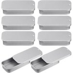 Lot de 16 petites botes rectangulaires en mtal avec couvercle coulissant - 50 x 25 x 10 mm - argentes ...