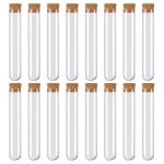 Lot de 16 tubes a essai en plastique transparent de 30 ml avec bouchon en li�ge pour bonbons, epices, ...