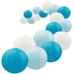 Lot de 18 lanternes en papier bleu roi, lanternes decoratives japonaises reutilisables a suspendre, faciles ...