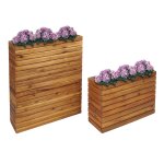 Lot de 2 bacs a plantes hwc - l21, bac a plantes pot de fleurs surlev, anguleux outdoor acacia bois ...