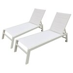 Lot de 2 bains de soleil barbados en textil�ne blanc - aluminium blanc