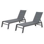 Lot de 2 bains de soleil barbados en textil�ne gris - aluminium gris anthracite