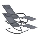 Lot de 2 bains de soleil a bascule acier textile gris fonc helloshop26 03 0006426