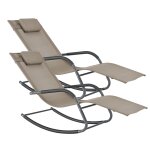 Lot de 2 bains de soleil a bascule caracena acier textile beige helloshop26 03 0006425