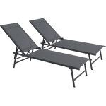Lot de 2 bains de soleil en m�tal  sublima  - 180 x 54 x 104 cm - anthracite