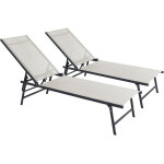 Lot de 2 bains de soleil en m�tal  sublima  - 180 x 54 x 104 cm - beige