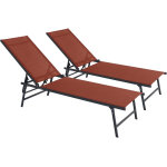 Lot de 2 bains de soleil en m�tal  sublima  - 180 x 54 x 104 cm - terracotta