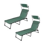 Lot de 2 bains de soleil avec parasol et coussin - th� vert