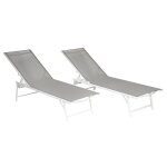 Lot de 2 bains de soleil pliants sicilia en textil�ne gris - structure blanche