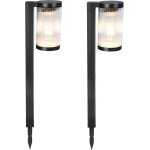 Lot de 2 balises solaires a planter led blanc chaud 2x beamlit h58cm Lot de 2 balises solaires a planter led blanc chaud 2x beamlit h58cm