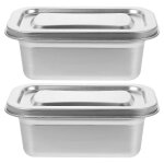 Lot de 2 boites a glace en acier inoxydable pour conserver la fraicheur des glaces faites maison(16, ...