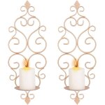 Lot de 2 bougeoirs en m�tal dor� rose pour bougies chauffe - plat, bougeoir mural pour d�coration murale ...