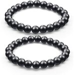Lot de 2 bracelets en shungite avec perles de 8 mm, protection contre les champs electromagnetiques, ...