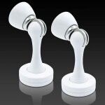 Lot de 2 but�es de porte magn�tiques en nickel bross� blanc - support mural en acier inoxydable pour ...