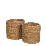 Lot de 2 cache - pots en jonc de mer marron clair h20