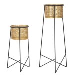 Lot de 2 cache - pot en m�tal avec bases a� 37x76 - 27x51 cm