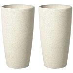 Lot de 2 cache - pots en pierre beige 31 x 31 x 58 cm abdera Lot de 2 cache - pots en pierre beige 31 x 31 x 58 cm abdera