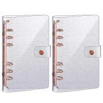 Lot de 2 carnets � feuilles mobiles transparents a6 shell or rose, carnet en vrac, agenda, avec pochettes ...