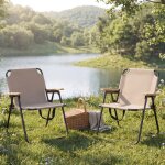 Lot de 2 chaises de camping hwc - q43, chaises de jardin, de balcon ou de loisirs, pliables, en bambou, ...