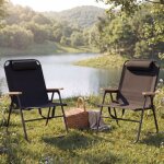 Lot de 2 chaises de camping hwc - q44, chaises de jardin, de balcon ou de loisirs, pliables et r�glables, ...