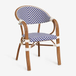 Lot de 2 chaises de jardin empilables avec accoudoirs en aluminium brielle bistro bleu ken - blanc gardenia ...