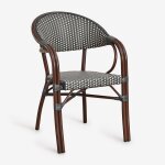 Lot de 2 chaises de jardin empilables avec accoudoirs en aluminium brielle bistro gris graphite - blanc ...