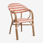 Lot de 2 chaises de jardin empilables avec accoudoirs en aluminium brielle bistro rouge bordeaux - beige ...