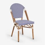Lot de 2 chaises de jardin empilables en aluminium brielle bistro bleu ken - blanc gardenia