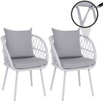 Lot de 2 chaises de jardin hwc - q38, fauteuils de jardin avec accoudoirs, structure en aluminium tress� ...