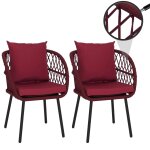 Lot de 2 chaises de jardin hwc - q38, fauteuils de jardin avec accoudoirs, structure en aluminium tress� ...