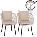 Lot de 2 chaises de jardin hwc - q38, fauteuils de jardin avec accoudoirs, structure en aluminium tress� ...