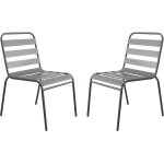 Lot de 2 chaises de jardin en m�tal empilables  bilbao  - taupe