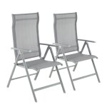 Lot de 2 chaises de jardin pliables, bain de soleil, dossier rglable sur 8 positions, charge 150 kg, ...