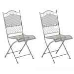 Lot de 2 chaises de jardin pliable balcon terrasse design rustique en m�tal vert vieilli 10 0002840