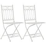 Lot 2 chaises de jardin pliables en m�tal blanc antique
