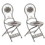 Lot de 2 chaises de jardin pliables en mtal bronze