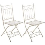 Lot 2 chaises de jardin pliables en m�tal cr�me antique