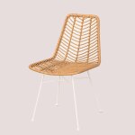 Lot de 2 chaises de jardin en rotin synth�tique gouda naturel naturel blanc