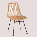 Lot de 2 chaises de jardin en rotin synth�tique gouda naturel naturel noir