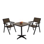 Lot de 2 chaises de jardin + table de jardin hwc - j95, revtement gastro outdoor, alu aspect bois noir, ...