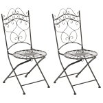 Lot de 2 chaises de jardin terrasse balcon design rustique en fer forg� bronze effet vieilli 10 0007939 ...
