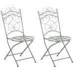 Lot de 2 chaises de jardin terrasse balcon design rustique en fer forg vert vieilli 10 0002865