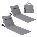Lot de 2 chaises longue, avec appui - tte, dossier inclinable, portable, avec bandoulires, pour camping, ...