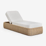Lot de 2 chaises longues inclinables en rotin synth�tique et fer leilan blanc