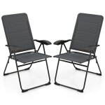 Lot de 2 chaises longues de patio pliables 71 x 53 x 102 cm confortables a 7 positions moderne en m�tal ...