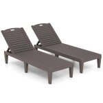 Lot de 2 chaises longues en rotin pp dossier r�glable 156 x 55 x 83 cm confort optimal ambiance cosy ...