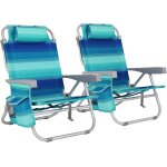 Lot de 2 chaise de plage portable avec dossier inclinable, chaise longue pliante, transat de plage comme ...