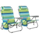 Lot de 2 chaise de plage portable avec dossier inclinable, chaise longue pliante, transat de plage comme ...